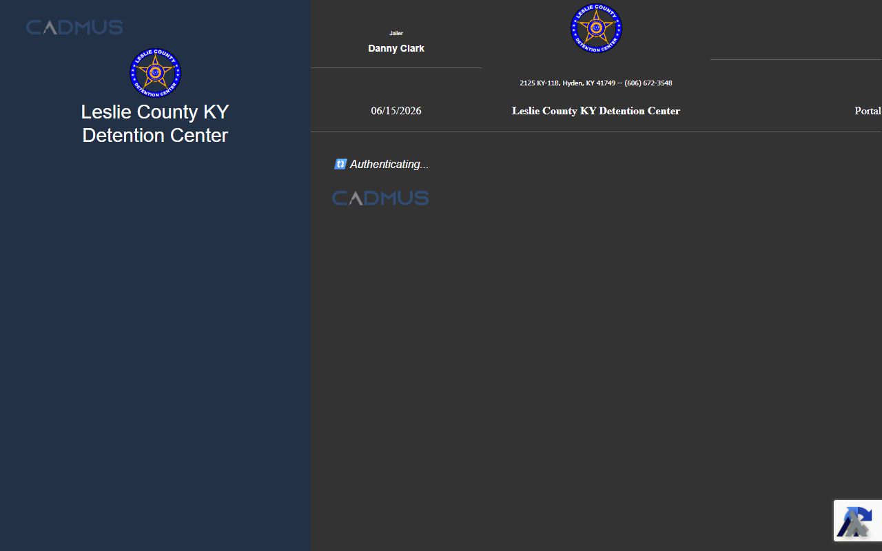 Leslie County public inmate portal linked from the official jail site